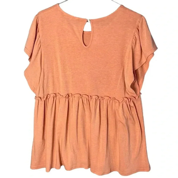 Amaryllis Women’s Size Small Flower Print Baby Doll Top Short Sleeve Orange - Picture 6 of 6